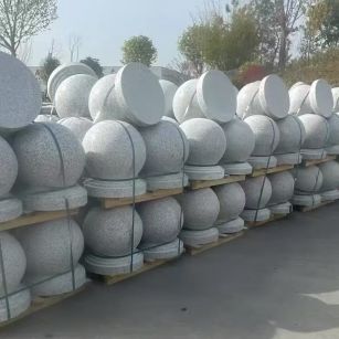 廊坊 白麻花岗岩石材圆球，石球，挡车球，隔离球，景观石球，风水球等