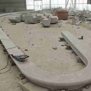 廊坊 芝麻白花岗岩弧形花坛石，坐凳石