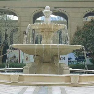 廊坊 黄金麻花岗岩异型加工——户外庭院石雕流水喷泉