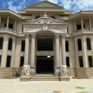 廊坊 黄金麻别墅外墙干挂，大柱，大象，蘑菇石，雕花板