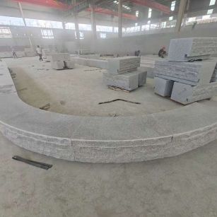 廊坊 芝麻白异形坐凳，自然面光面弧形加工