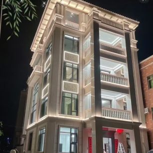 廊坊 芝麻白花岗岩别墅外墙夜间效果