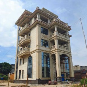 廊坊 黄金麻花岗岩石材别墅外墙干挂搭配（雕花栏杆花瓶柱门楼罗马柱）