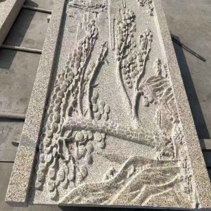 廊坊 黄金麻雕刻板浮雕迎客松