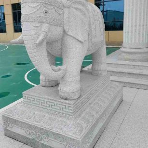 廊坊 白麻花岗岩动物异形石雕-大象
