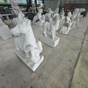 廊坊 芝麻白花岗岩造型立体雕刻——十二生肖