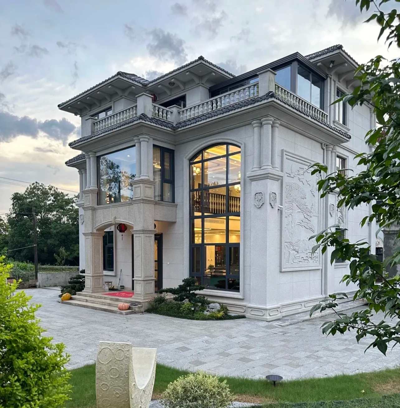 廊坊 白麻花岗岩私人别墅干挂石材豪华定制