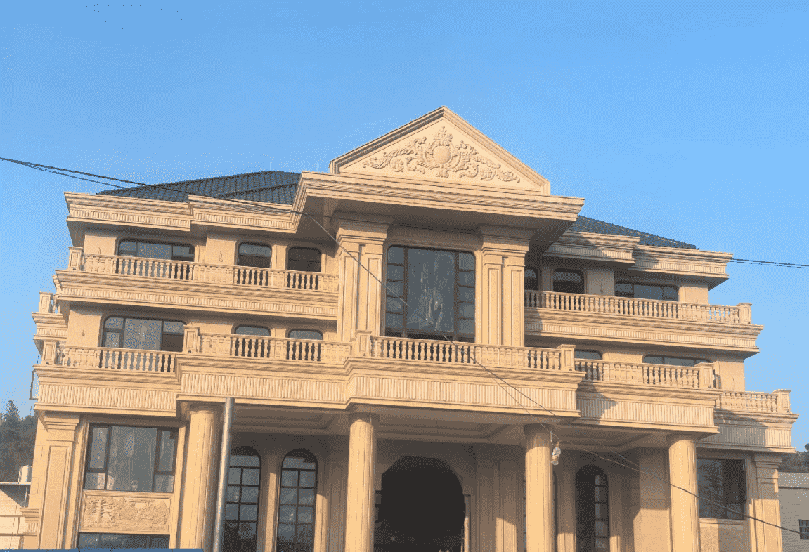 廊坊黄金麻别墅外墙干挂石材效果示例